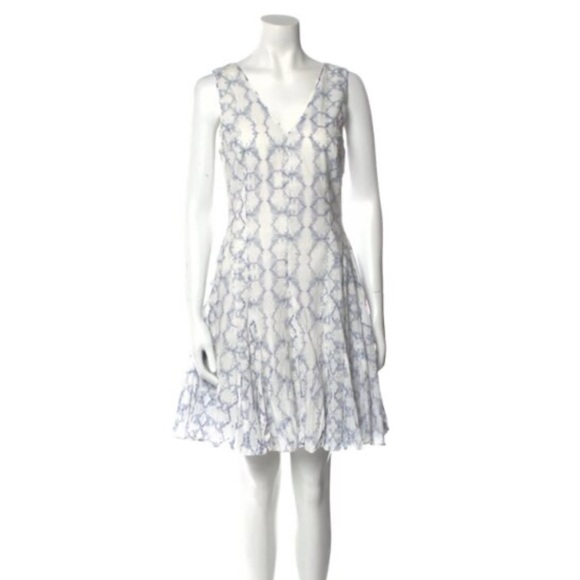 Rebecca Taylor Dresses & Skirts - Rebecca Taylor Ikat Tie Dye Print Cotton Fit & Flare Blue Cream Mini Dress sz 0